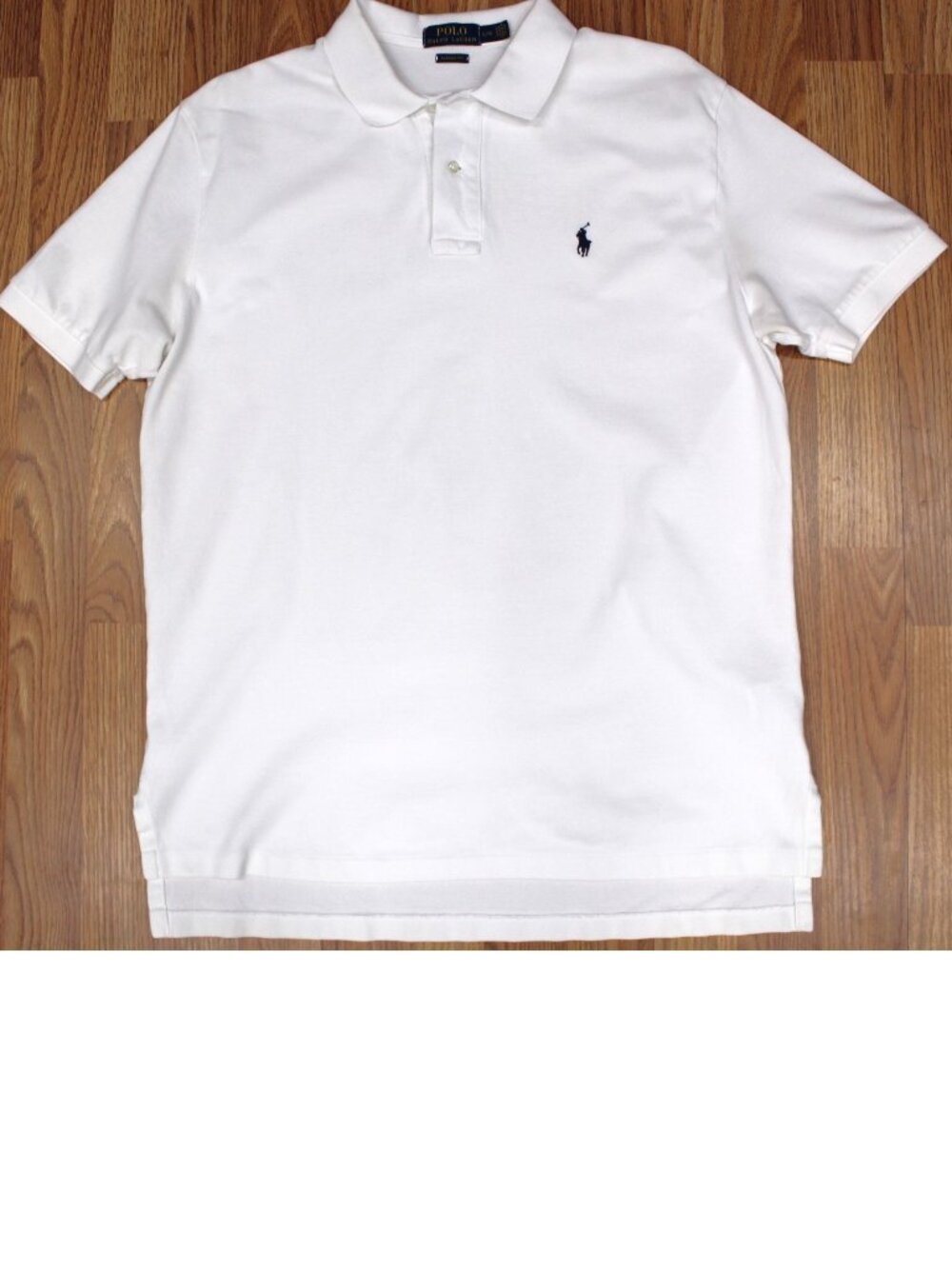 POLO RALPH LAUREN CLASSIC FIT 100% COTTON PIQUE KNIT SHIRT WHITE LARGE, L